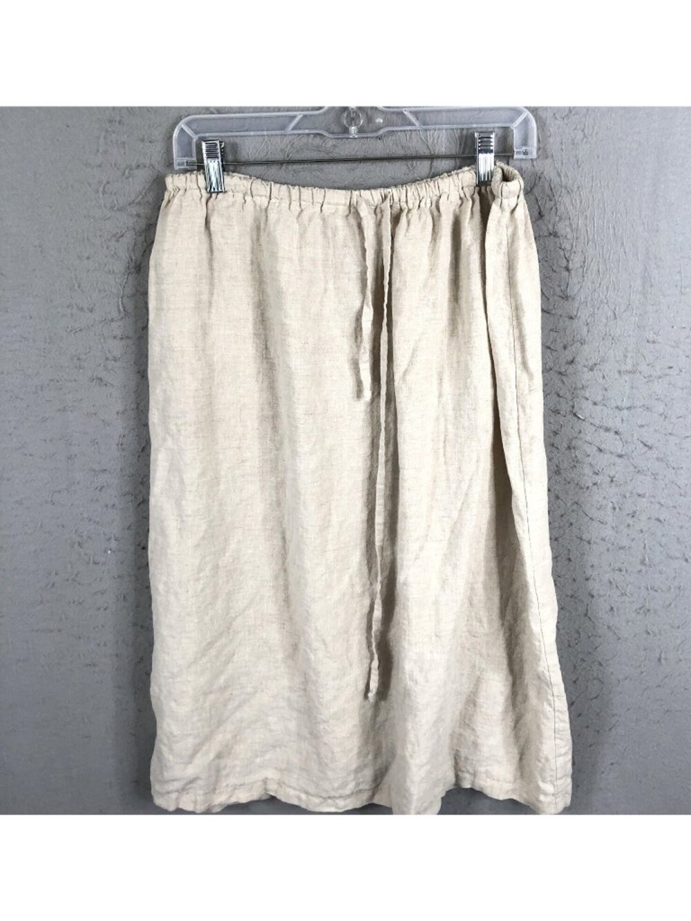 Boheme Skirt Womens 10 US Beige Linen Lagenlook Boho Minimalist Airy Beach